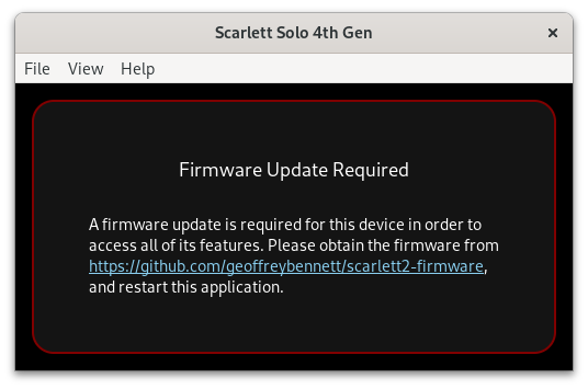 Firmware Update Required (Firmware
Missing)